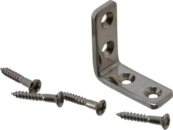 Sugatsune - 1-7/32" Long x 15/32" Wide, 18-8 Stainless Steel, Corner Brackets - Eagle Tool & Supply