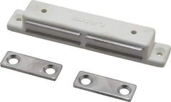 Sugatsune - 3-3/8" Long x 9/16" Wide x 1/2" High, Plastic & Stainless Steel Magentic Catch - White Finish, 10.5 Magnetic Force - Eagle Tool & Supply