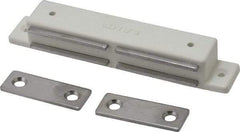 Sugatsune - 4-9/64" Long x 11/16" Wide x 9/16" High, Plastic & Stainless Steel Magentic Catch - White Finish, 12 Magnetic Force - Eagle Tool & Supply