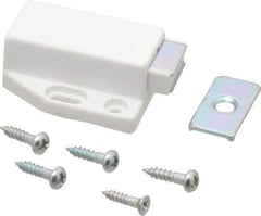 Sugatsune - 1-3/4" Long x 1-3/8" Wide x 9/16" High, Plastic & Stainless Steel Spring Magnetic Touch Latch - White Finish, 3.5 Magnetic Force - Eagle Tool & Supply