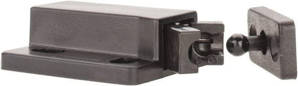 Sugatsune - 1-3/8" Long x 3/4" Wide x 1/2" High, Plastic Compact Safe Push Latch - MC-28 Catch - Black Coated - Eagle Tool & Supply