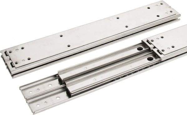 Sugatsune - 16" Slide Length, 16.56" Travel Length, Stainless Steel Ball Bearing Slide SSR-10 - 7/8" Wide, 2-3/4" High, 571 Lb Capacity at Full Extension, Satin Finish - Eagle Tool & Supply