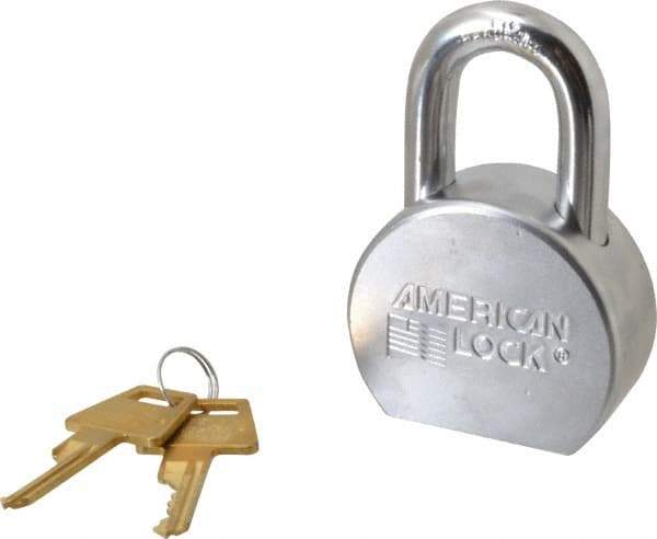 American Lock - 1-1/16" Shackle Clearance, Keyed Different A700 Padlock - 7/16" Shackle Diam, Steel, with Satin Chrome, Triple Plated Finish - Eagle Tool & Supply