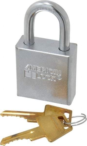 American Lock - 1-1/8" Shackle Clearance, Keyed Different A5200 Padlock - 5/16" Shackle Diam, Steel - Eagle Tool & Supply