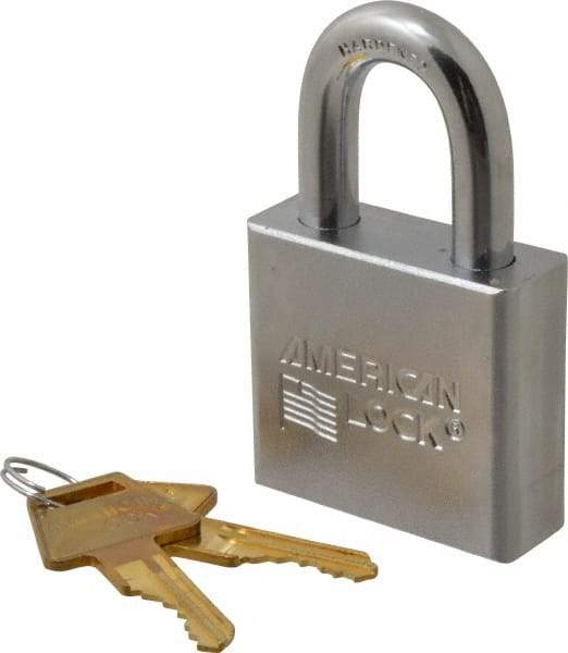 American Lock - 1-1/8" Shackle Clearance, Keyed Different A5260 Padlock - 3/8" Shackle Diam, Steel, with Solid Steel Finish - Eagle Tool & Supply