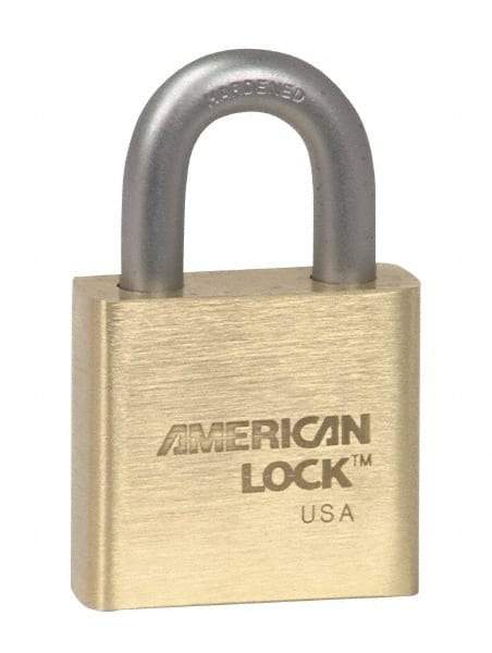 American Lock - 3" Shackle Clearance, Keyed Alike A5572 Padlock - 3/8" Shackle Diam, Steel & Brass, with Solid Extruded Brass Finish - Eagle Tool & Supply