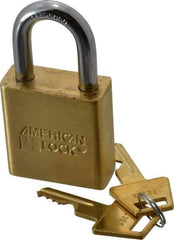 American Lock - 1-1/8" Shackle Clearance, Keyed Different A5560 Padlock - 5/16" Shackle Diam, Steel & Brass, with Solid Extruded Brass Finish - Eagle Tool & Supply