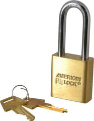 American Lock - 2" Shackle Clearance, Keyed Alike A5561 Padlock - 5/16" Shackle Diam, Steel & Brass, with Solid Extruded Brass Finish - Eagle Tool & Supply