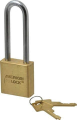 American Lock - 3" Shackle Clearance, Keyed Different A5562 Padlock - 5/16" Shackle Diam, Steel & Brass, with Solid Extruded Brass Finish - Eagle Tool & Supply