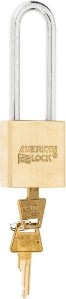 American Lock - 3" Shackle Clearance, Keyed Alike A5562 Padlock - 5/16" Shackle Diam, Steel & Brass, with Solid Extruded Brass Finish - Eagle Tool & Supply