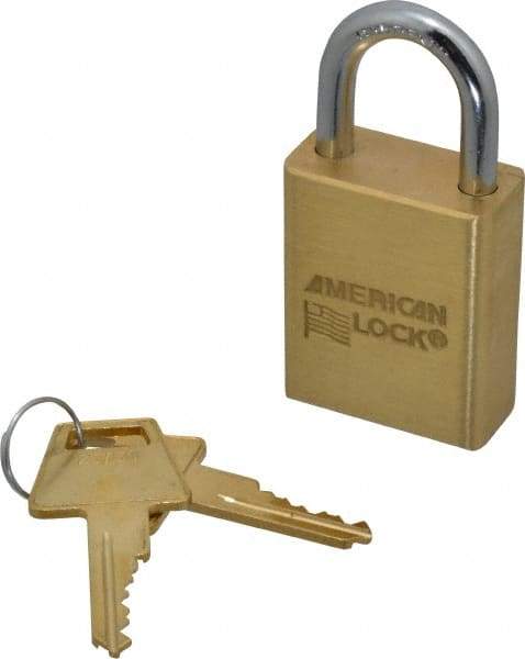 American Lock - 1" Shackle Clearance, Keyed Alike A5530 Padlock - 1/4" Shackle Diam, Steel & Brass, with Solid Extruded Brass Finish - Eagle Tool & Supply