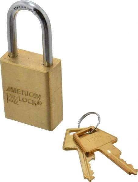 American Lock - 1-1/2" Shackle Clearance, Keyed Different A5531 Padlock - 1/4" Shackle Diam, Steel & Brass, with Solid Extruded Brass Finish - Eagle Tool & Supply