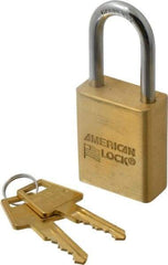 American Lock - 1-1/2" Shackle Clearance, Keyed Alike A5531 Padlock - 1/4" Shackle Diam, Steel & Brass, with Solid Extruded Brass Finish - Eagle Tool & Supply