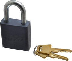 American Lock - 1-1/8" Shackle Clearance, Keyed Different A10 Padlock - 5/16" Shackle Diam, Aluminum, with Solid Aluminum Finish - Eagle Tool & Supply