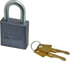 American Lock - 1-1/8" Shackle Clearance, Keyed Alike A10 Padlock - 5/16" Shackle Diam, Aluminum, with Solid Aluminum Finish - Eagle Tool & Supply