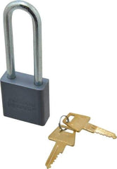 American Lock - 3" Shackle Clearance, Keyed Alike A12 Padlock - 5/16" Shackle Diam, Aluminum, with Solid Aluminum Finish - Eagle Tool & Supply