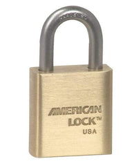 American Lock - 1-1/16" Shackle Clearance, Keyed Alike A5560 Padlock - 5/16" Shackle Diam, Steel & Brass, with Solid Extruded Brass Finish - Eagle Tool & Supply