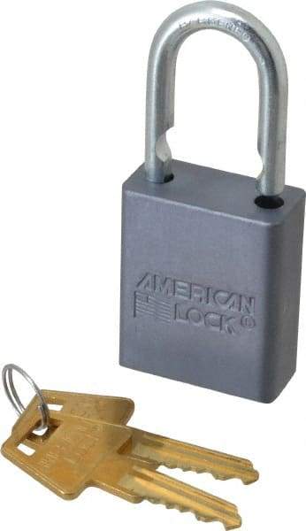 American Lock - 1" Shackle Clearance, Keyed Different A30 Padlock - 1/4" Shackle Diam, Aluminum, with Solid Aluminum Finish - Eagle Tool & Supply