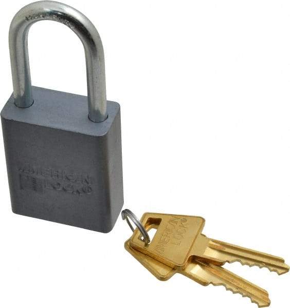 American Lock - 1-1/2" Shackle Clearance, Keyed Alike A31 Padlock - 1/4" Shackle Diam, Aluminum, with Solid Aluminum Finish - Eagle Tool & Supply