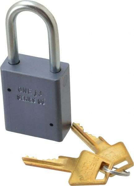 American Lock - 1-1/2" Shackle Clearance, Keyed Alike A31 Padlock - 1/4" Shackle Diam, Aluminum, with Solid Aluminum Finish - Eagle Tool & Supply