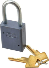 American Lock - 1-1/2" Shackle Clearance, Keyed Alike A31 Padlock - 1/4" Shackle Diam, Aluminum, with Solid Aluminum Finish - Eagle Tool & Supply