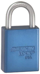 American Lock - Keyed Alike Conductive Lockout Padlock - 3" Shackle Clearance, 1/4" Shackle Diam, 1.8" Body Height x 1-1/2" Body Width, Green, 5 Pins - Eagle Tool & Supply