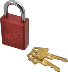 American Lock - Keyed Different Conductive Lockout Padlock - 1" Shackle Clearance, 1/4" Shackle Diam, 1.8" Body Height x 1-1/2" Body Width, Red, 5 Pins - Eagle Tool & Supply