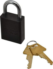 American Lock - Keyed Different Conductive Lockout Padlock - 1" Shackle Clearance, 1/4" Shackle Diam, 1.8" Body Height x 1-1/2" Body Width, Black, 5 Pins - Eagle Tool & Supply