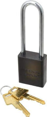 American Lock - Keyed Different Conductive Lockout Padlock - 3" Shackle Clearance, 1/4" Shackle Diam, 1.8" Body Height x 1-1/2" Body Width, Black, 5 Pins - Eagle Tool & Supply
