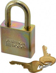 American Lock - 1-1/8" Shackle Clearance, Keyed Alike A5200GLN Padlock - 5/16" Shackle Diam, Steel, with Solid Steel Finish - Eagle Tool & Supply