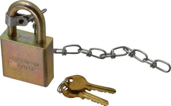 American Lock - 1-1/8" Shackle Clearance, Keyed Different A5200GLWN Padlock - 5/16" Shackle Diam, Steel, with Solid Steel Finish - Eagle Tool & Supply