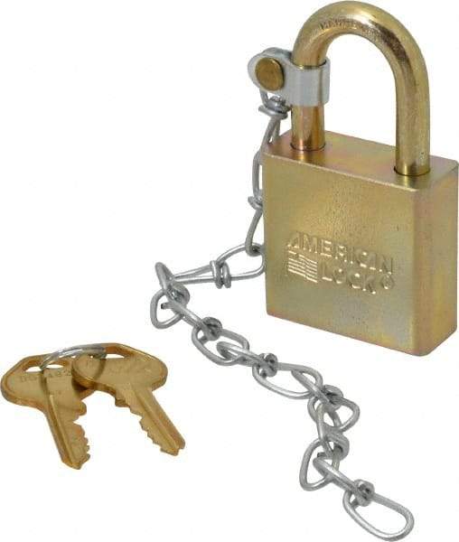 American Lock - 1-1/16" Shackle Clearance, Keyed Alike A5200GLWN Padlock - 5/16" Shackle Diam, Steel, with Solid Steel Finish - Eagle Tool & Supply