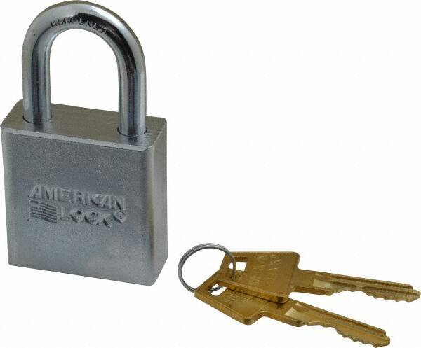 American Lock - 1-1/8" Shackle Clearance, Keyed Different A6200 Padlock - 5/16" Shackle Diam, Steel, with Solid Steel Finish - Eagle Tool & Supply