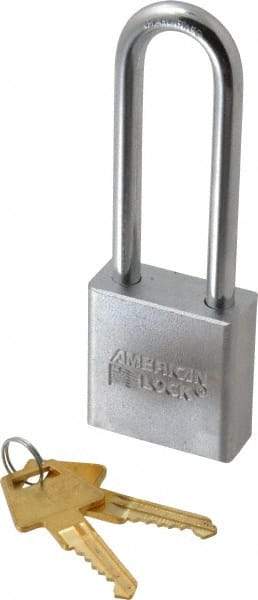 American Lock - 3" Shackle Clearance, Keyed Alike A6202 Padlock - 5/16" Shackle Diam, Steel, with Solid Steel Finish - Eagle Tool & Supply