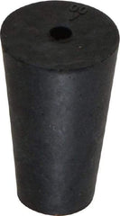 Made in USA - #00, 25/64 Small to 19/32 Large End Diam, Tapered Rubber Stopper with Hole - 38 to 48 Shore A Durometer, 1/8" Hole Diam - Eagle Tool & Supply