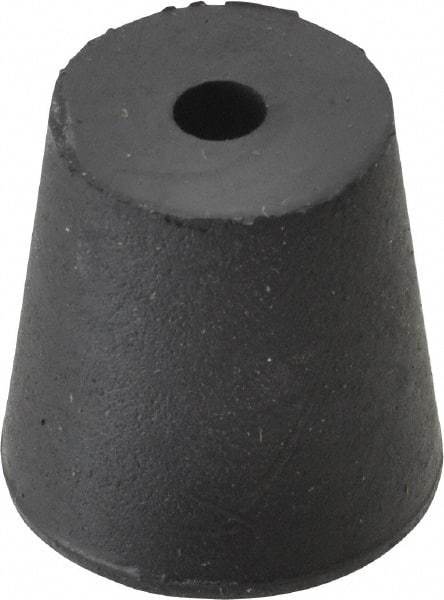 Made in USA - #3, 45/64 Small to 15/16 Large End Diam, Tapered Rubber Stopper with Hole - 38 to 48 Shore A Durometer, 13/64" Hole Diam - Eagle Tool & Supply