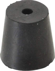 Made in USA - #4, 25/32 Small to 1-1/64 Large End Diam, Tapered Rubber Stopper with Hole - 38 to 48 Shore A Durometer, 13/64" Hole Diam - Eagle Tool & Supply