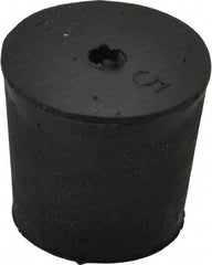 Made in USA - #5, 29/32 Small to 1-1/16 Large End Diam, Tapered Rubber Stopper with Hole - 38 to 48 Shore A Durometer, 13/64" Hole Diam - Eagle Tool & Supply
