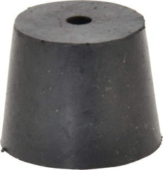 Made in USA - #6, 1-1/64 Small to 1-17/64 Large End Diam, Tapered Rubber Stopper with Hole - 38 to 48 Shore A Durometer, 13/64" Hole Diam - Eagle Tool & Supply