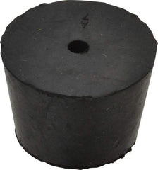Made in USA - #7, 1-3/16 Small to 1-29/64 Large End Diam, Tapered Rubber Stopper with Hole - 38 to 48 Shore A Durometer, 13/64" Hole Diam - Eagle Tool & Supply