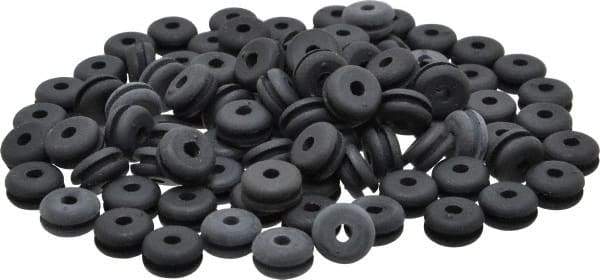 Made in USA - 7/16" OD, 7/32" Thick Flexible Grommet - Rubber, 5/16" Slot Diam x 1/16" Slot Width - Eagle Tool & Supply