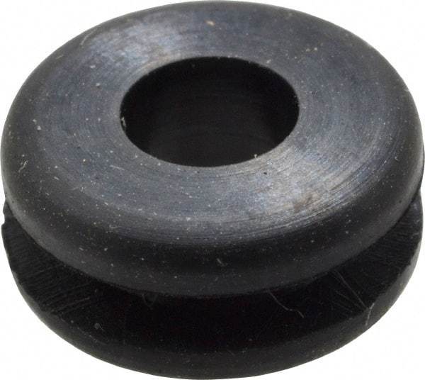Made in USA - 3/8" OD, 3/16" Thick Flexible Grommet - Rubber, 1/4" Slot Diam x 1/16" Slot Width - Eagle Tool & Supply