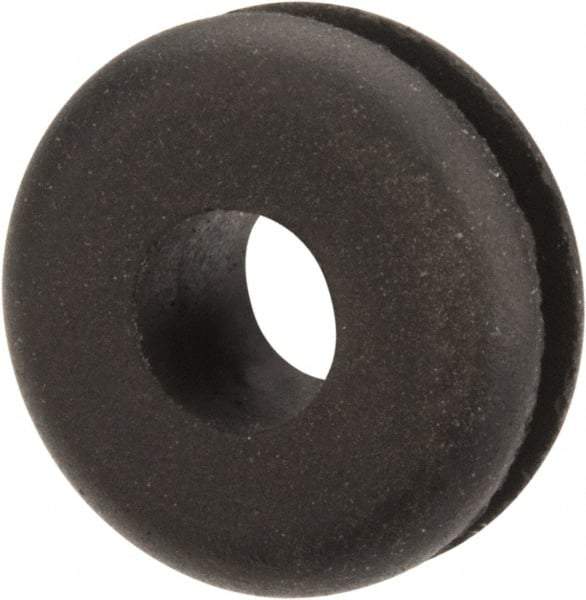 Made in USA - 1/2" OD, 7/32" Thick Flexible Grommet - Rubber, 5/16" Slot Diam x 1/16" Slot Width - Eagle Tool & Supply