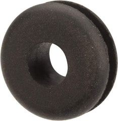 Made in USA - 1/2" OD, 7/32" Thick Flexible Grommet - Rubber, 5/16" Slot Diam x 1/16" Slot Width - Eagle Tool & Supply