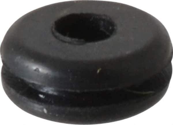 Made in USA - 1/2" OD, 7/32" Thick Flexible Grommet - Rubber, 3/8" Slot Diam x 1/16" Slot Width - Eagle Tool & Supply