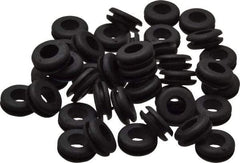 Made in USA - 1/2" OD, 3/16" Thick Flexible Grommet - Rubber, 11/32" Slot Diam x 1/16" Slot Width - Eagle Tool & Supply