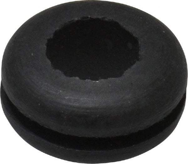 Made in USA - 9/16" OD, 1/4" Thick Flexible Grommet - Rubber, 3/8" Slot Diam x 1/16" Slot Width - Eagle Tool & Supply