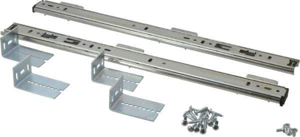 Knape & Vogt - 16" Slide Length, Chrome Variable-Height Pencil Drawer Slide - 3/4" Wide - Eagle Tool & Supply