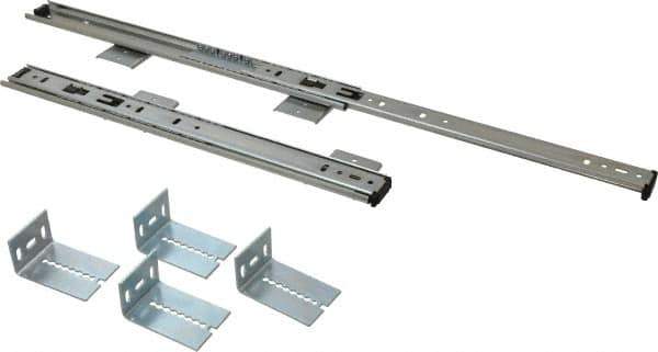 Knape & Vogt - 14" Slide Length, Chrome Variable-Height Keyboard Slide - Chrome Finish - Eagle Tool & Supply