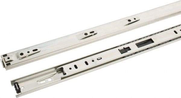 Knape & Vogt - 28" Slide Length, 21" Travel Length, Chrome Drawer Slide - Chrome Finish - Eagle Tool & Supply